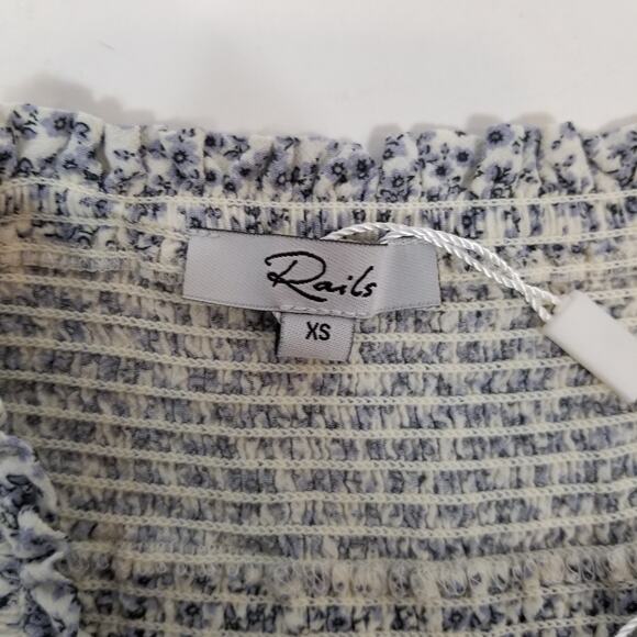 Rails Womens Blue White Ditzy Floral Smocked Elastic Waist Flouncy Mini Skirt XS - Picture 3 of 4